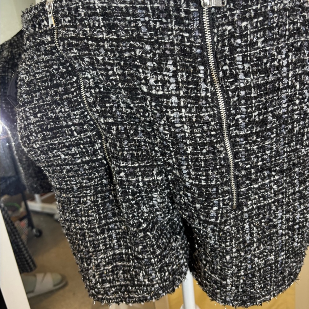 Express Black and White Tweed Mini Skirt - Picture 2 of 7